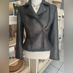 Banana republic, metallic silver, black wool, Moto, blazer 0